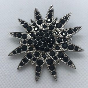 VTG Black Rhinestone Silver Tone Ottoman Star